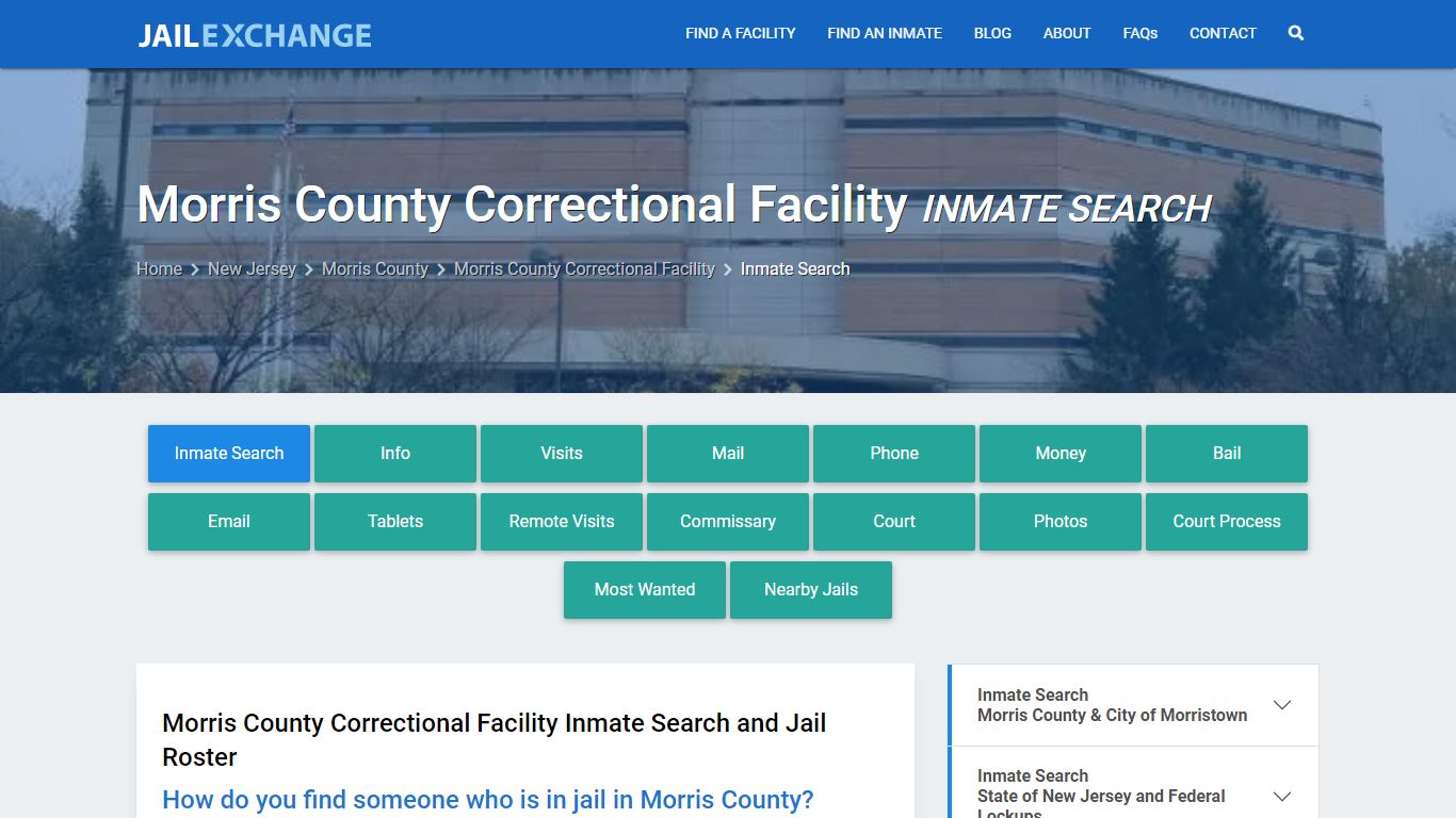 Morris County Correctional Facility Inmate Search - Jail Exchange